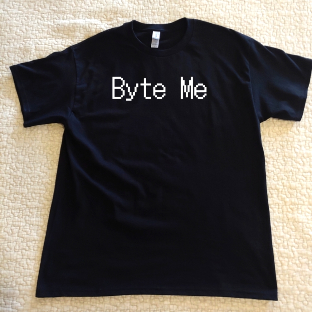 NWT Byte Me Graphic Tee, Various Sizes, Black, Short Sleeved